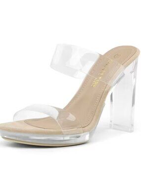 Clear Strap Nude Heeled Sandals
